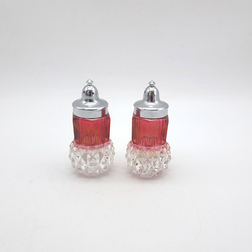 Indiana Glass Company Diamond Point Pair of Salt & Pepper Shakers